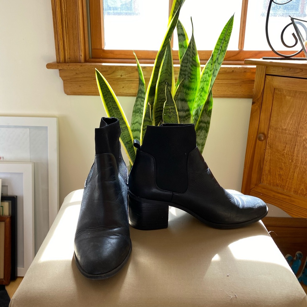 Steve Madden Black Heeled Sock Style Bootie